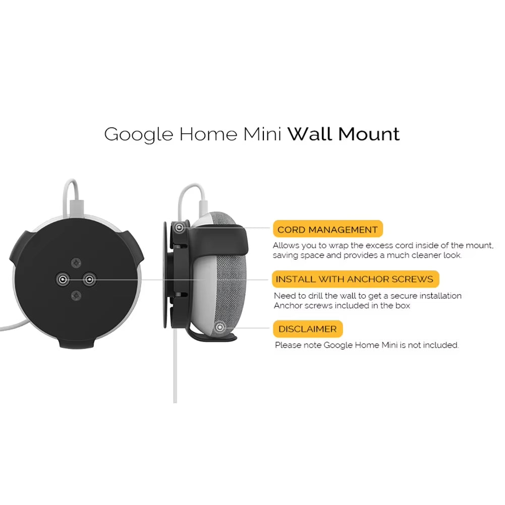 Smart Speaker Wall Mount Bracket for Google Home Mini Audio Voice Assistant Plugin Bedroom Bathroom Kitchen Study Audio Mount